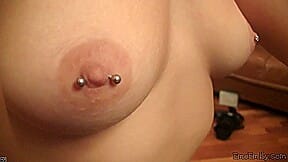 Naughty emo babe gets her tits out for webcam scene